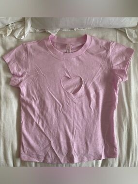 SKIMS Light Pink Short Sleeve Tee with Heart Cutout